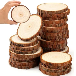 3-14CM Unfinished Wood Slices Natural Pine Round Wood Slices With Tree Bark Log Discs for Arts Crafts Christmas Ornament