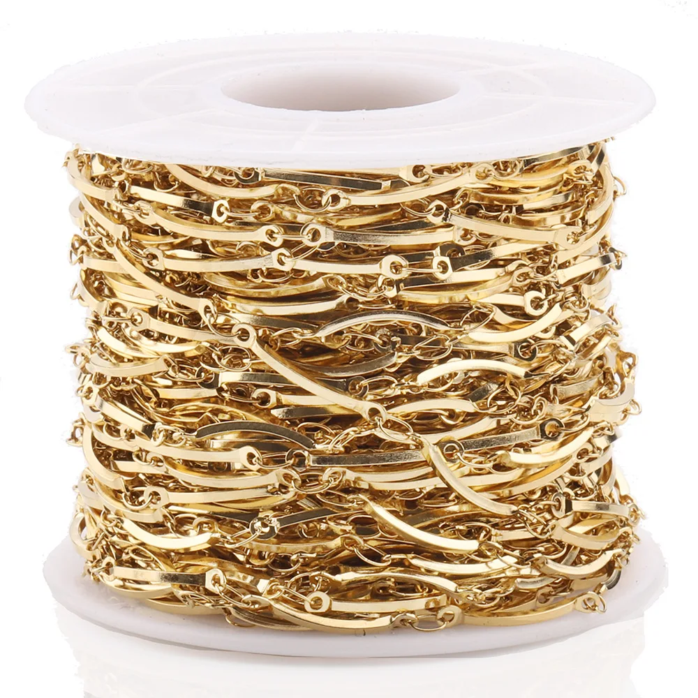 

1 meter Fashion 18k Gold No Tarnish Stainless Steel Handmade Curved Bar Chain for DIY Jewelry Necklace Bracelet Accessories