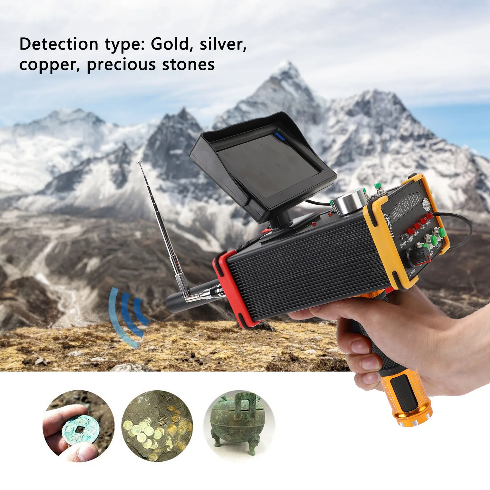 Tela subterrânea de exibição do detector de metais, posicionamento de alcance de 1000 metros, detector de metais de 15m de profundidade para cobre para prata