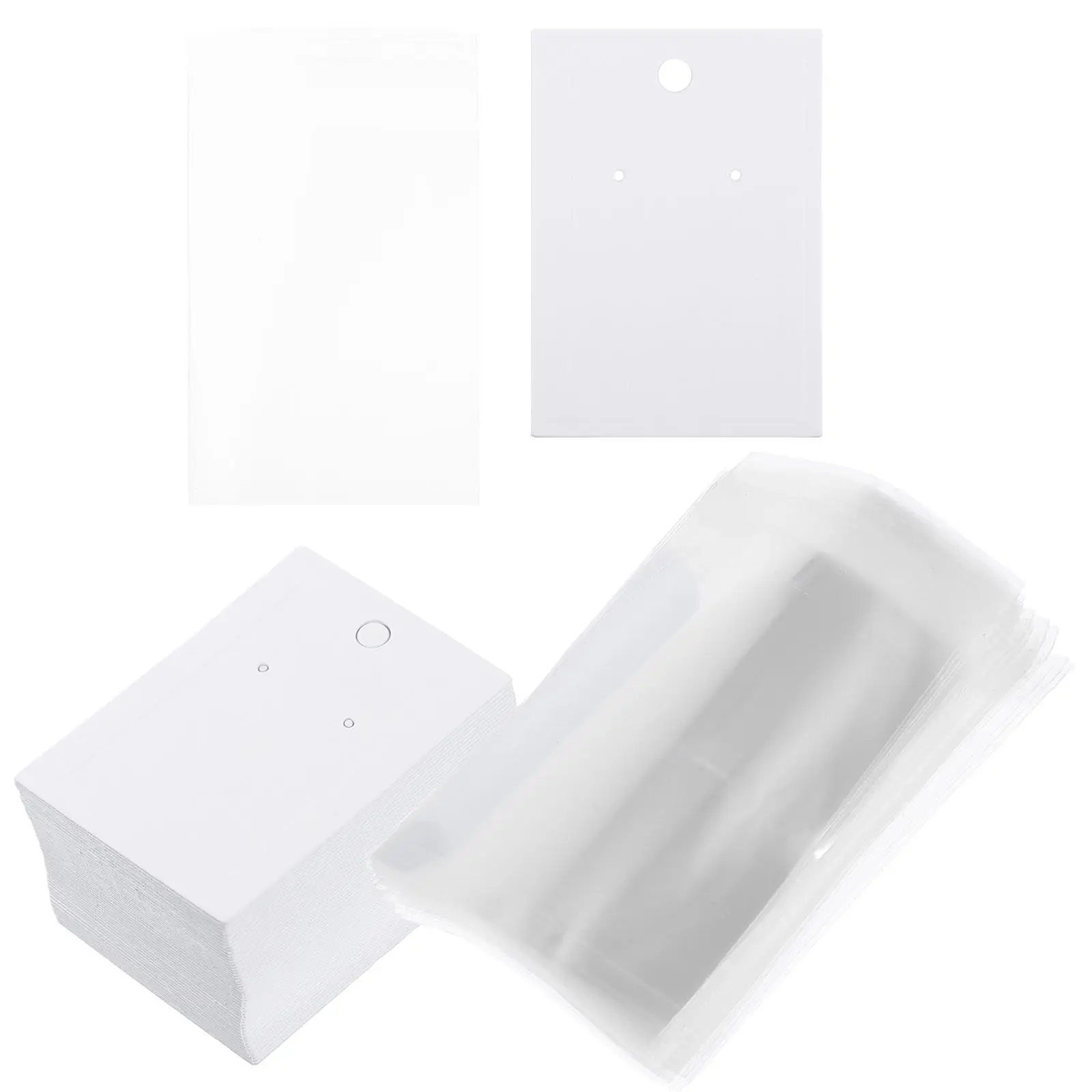 

100Pcs White Paperboard Earring Display Cards Rectangle Jewelry Tags Hanging Hole Ear Display Holders Storage Packaging