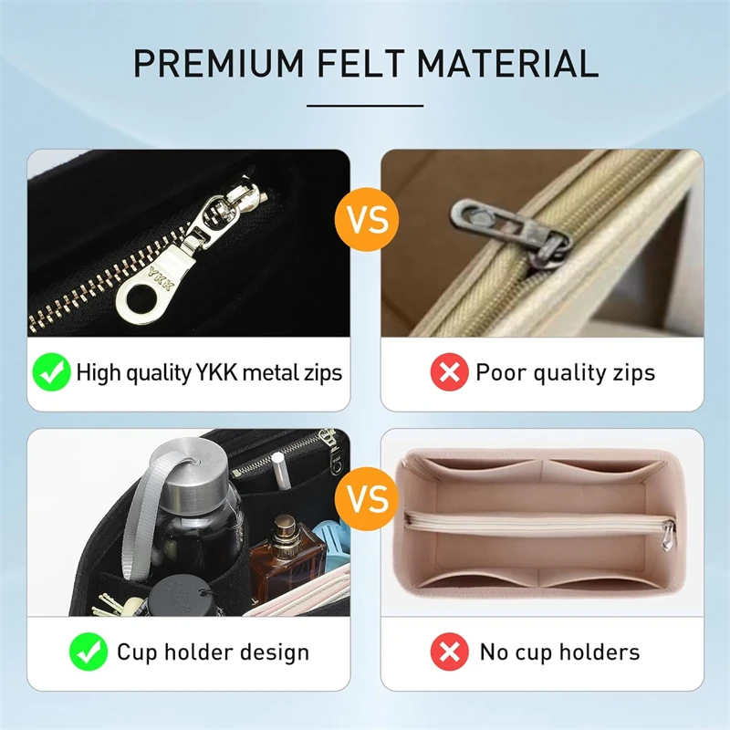 1 STKS Grote Vilt Handtas Organizer Insert Tote Portemonnee Liner Voor Make-up Reizen Draagbare Interne Opbergtas Accessoire