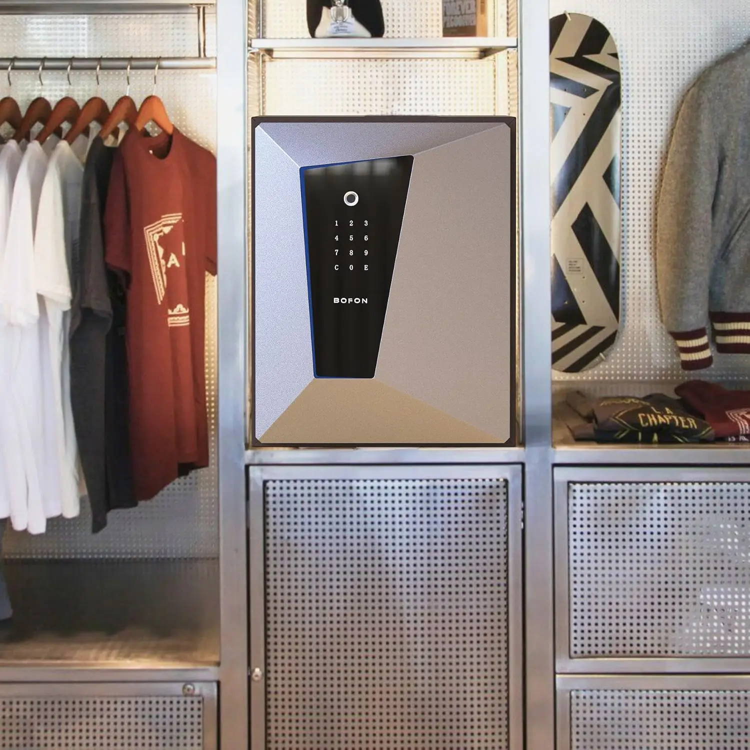 Fireproof Biometric Safe Box, Fire Safes with Fingerprint Touch Screen Keyboard, Home Security Safe for Hotel Office, 2.1 Cubic