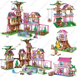 2025 Girls Friendship Tree House Villa Castle Building Blocks Classic Friends Girl's Model Figures Toys For Kids Birthday Gift