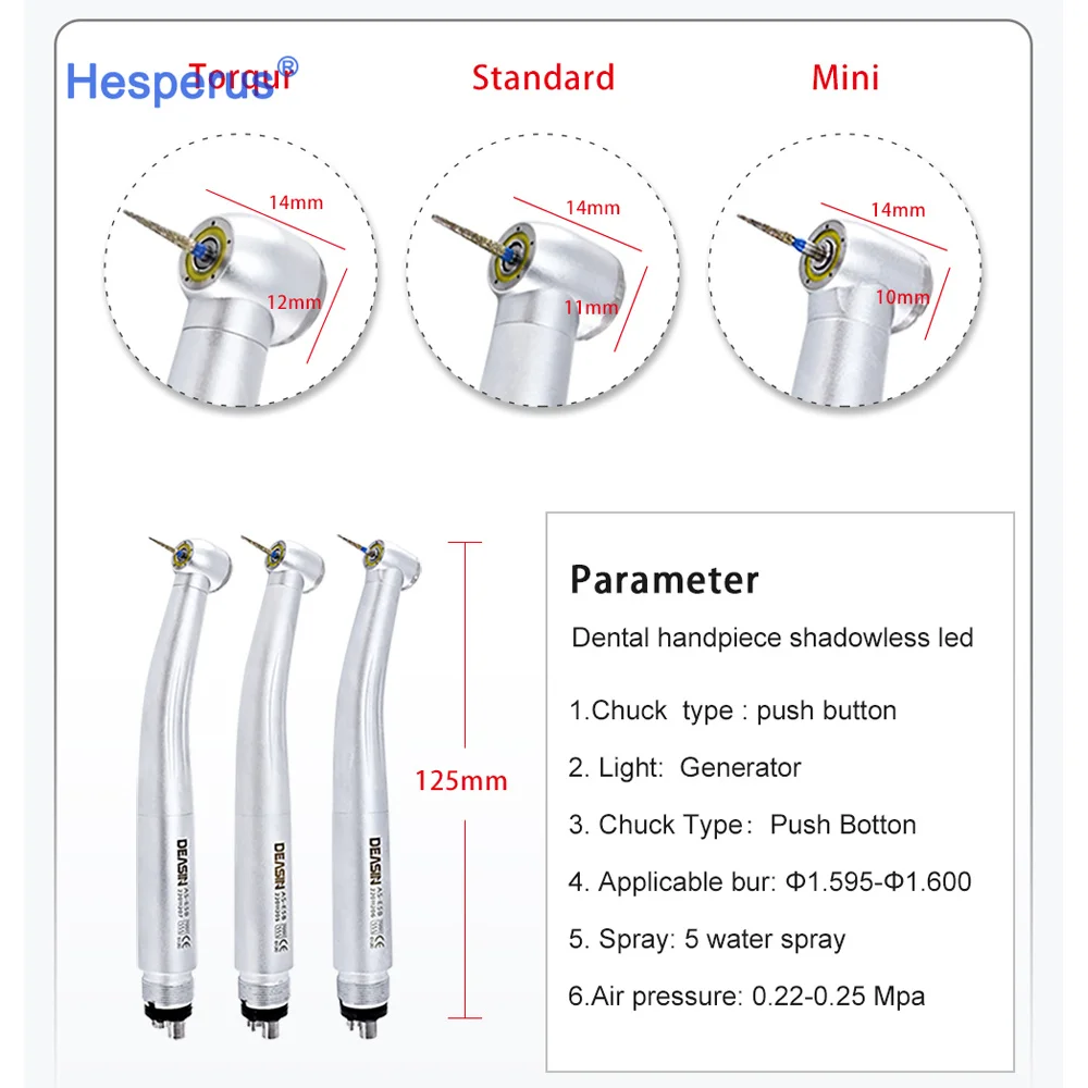 Den tal Highspeed Handpiece 5 Led 5 Water Sprays Led Push Button Turbina Highspeed Ceramics Bearing Good Quality