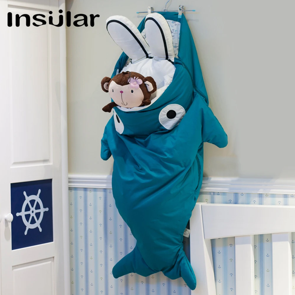 NEW Cute Cartoon Shark Children Sleeping Bag Winter Children Sleep Sack Warm Children Blanket Large Warm Swaddle Sleepsacks