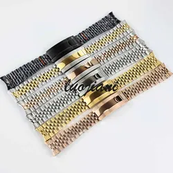 20mm jubilee bracelet stainless steel strap black/rose gold/silver Glide Lock Clasp Wristband for Sub Log NH34 NH35 Watch case