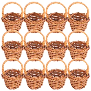 12 Buah Keranjang Belanja Mini Model Rotan Bergaya Miniatur Bunga Genggam Portabel Keranjang Rumah Dekoratif 8 keranjang belanja mini penjualan terbaik - №