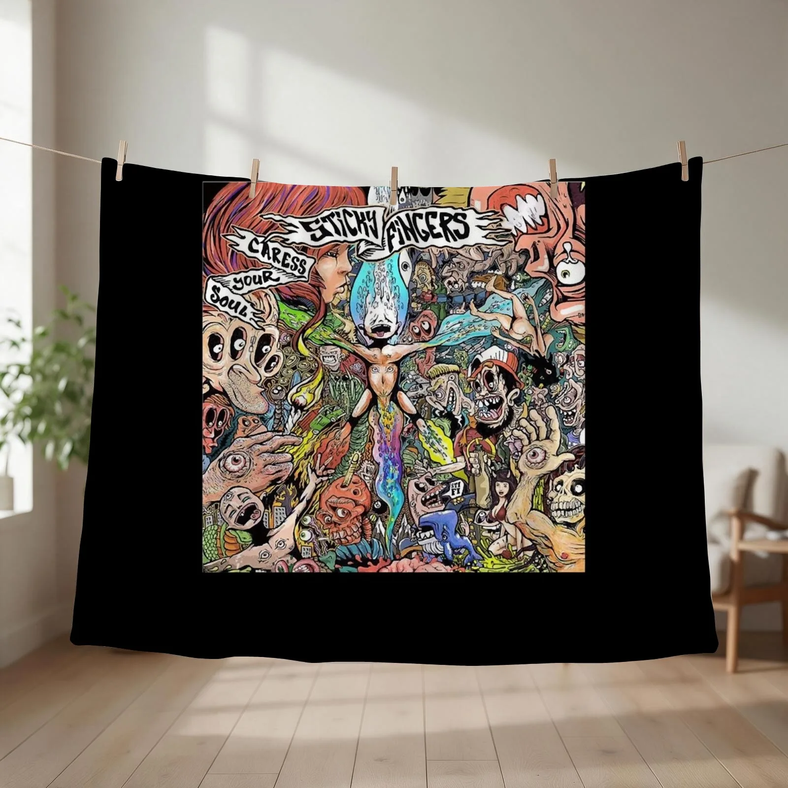 Sticky fingers caress your soul Throw Blanket couch cozy soft plush fuzzy picnic outdoor blanket