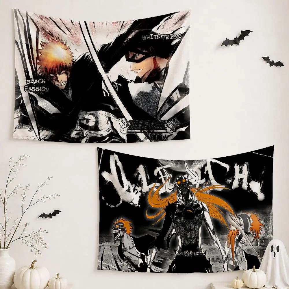 Anime B-Bleach Ichigo Tapestry Custom Living Bedroom Party Dormitory interior Wall bohemian Decoration Attached clip