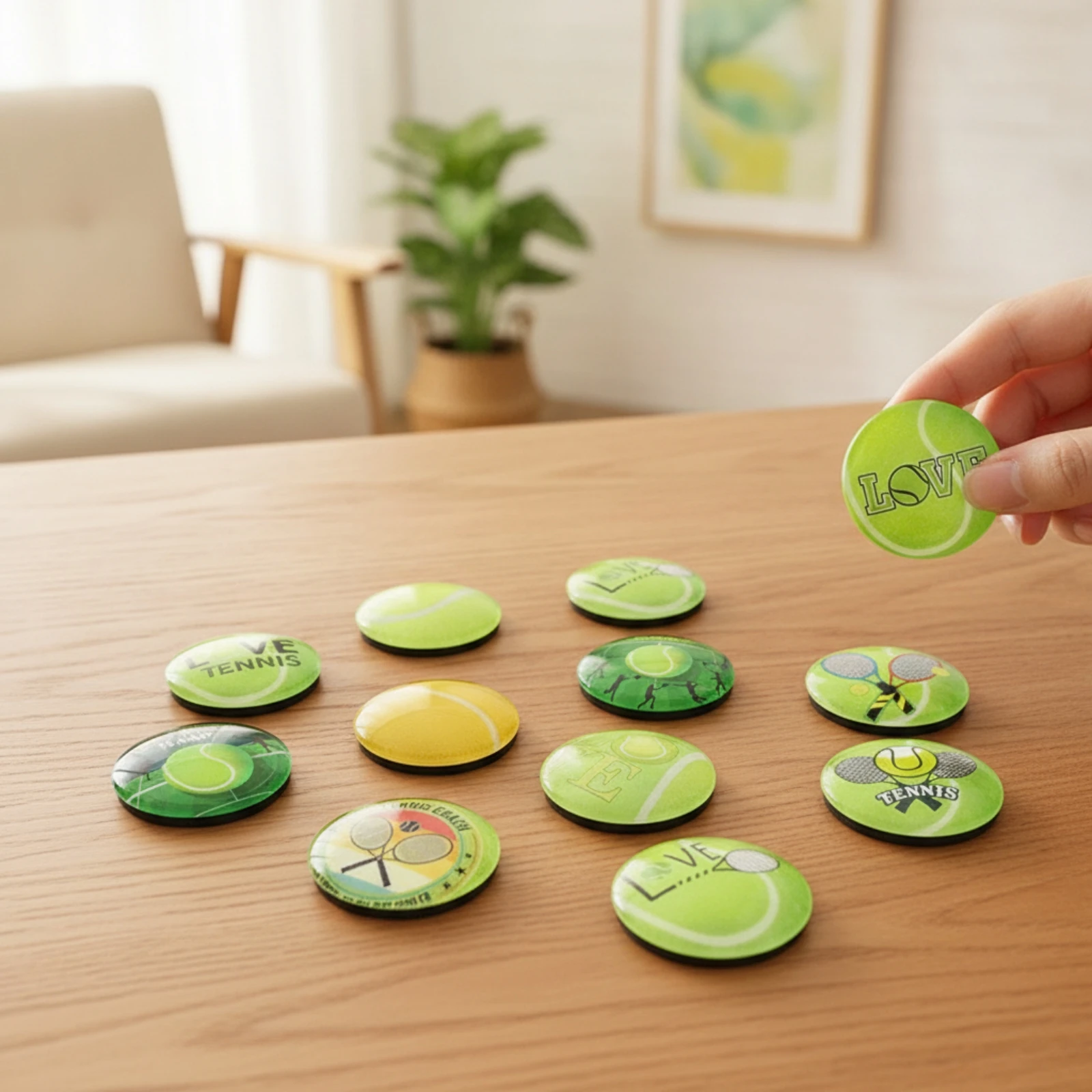 12 Pieces Tennis Fridge Magnetic Stickers Glass Refrigerator Sticker Refrigerator Decal Colorful Attractive Stickers Cute