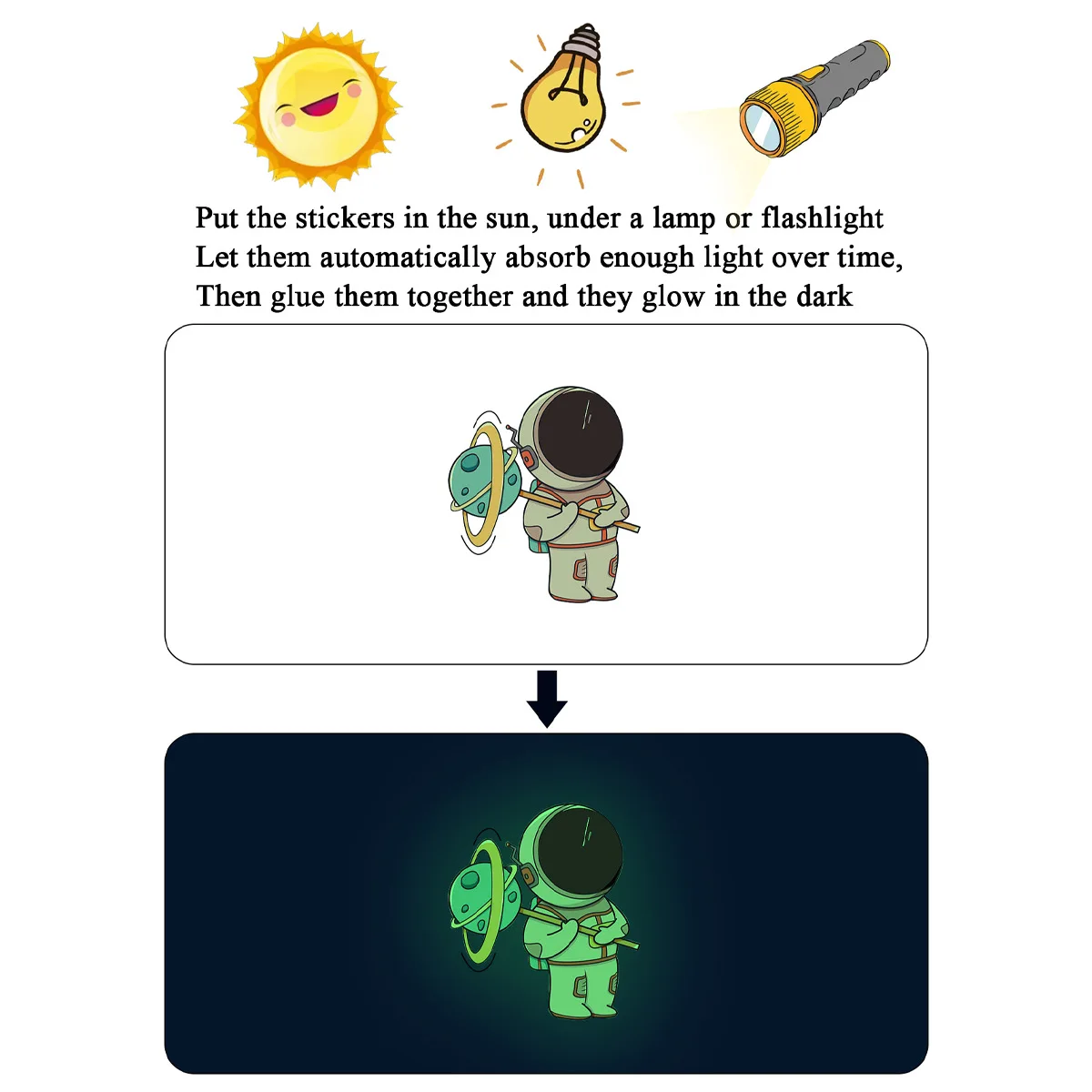 Luminous Astronaut Wall Stickers Kids Room Decor Glow In The Dark Planet Cartoon Cat Decals Fluorescent Rainbow for Home Switch - view 5