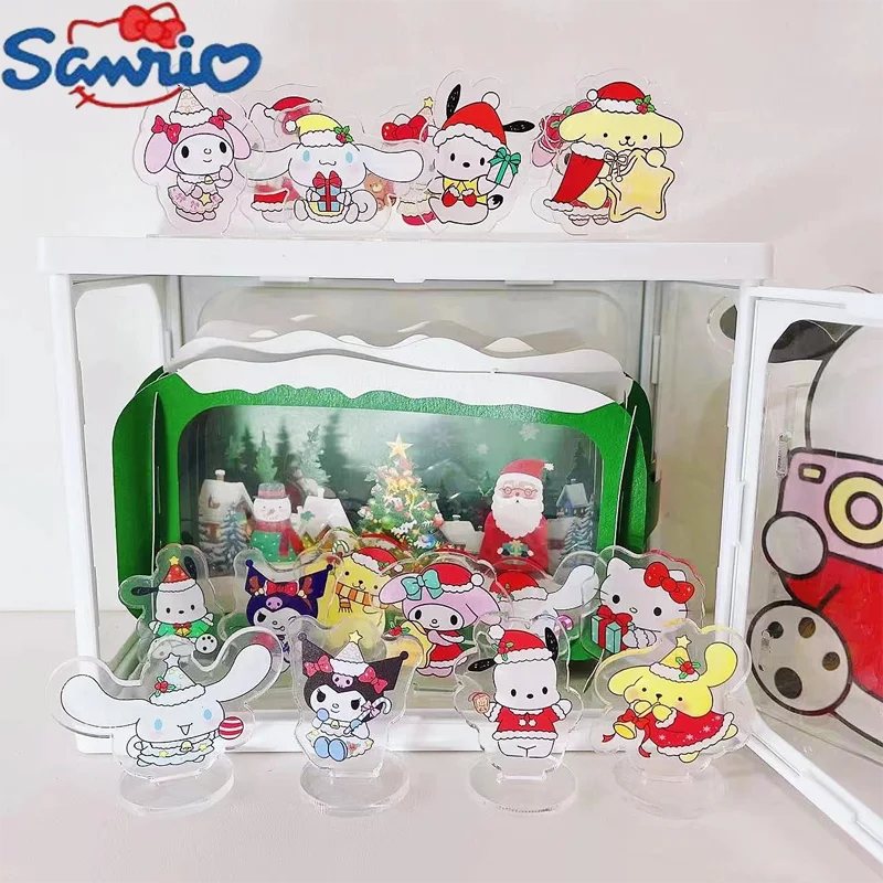 Merry Christmas Original Sanrio Hello Kitty Tabletop Decoration Acrylic Standing Kuromi Kids Handmade Christmas Tree Accessories