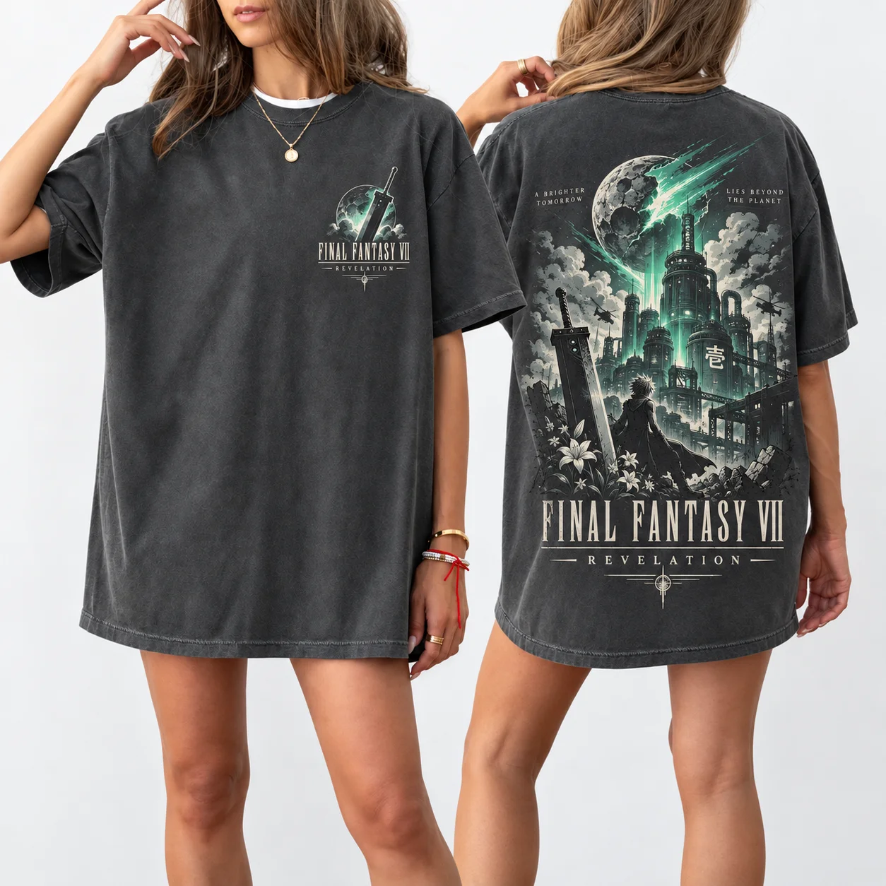 Tee Men's Women's Final Fantasy VII Cloud Game RPG Vintage Retro Edgy Cool Graphic Print Oversized Short Sleeve Streetwear Top