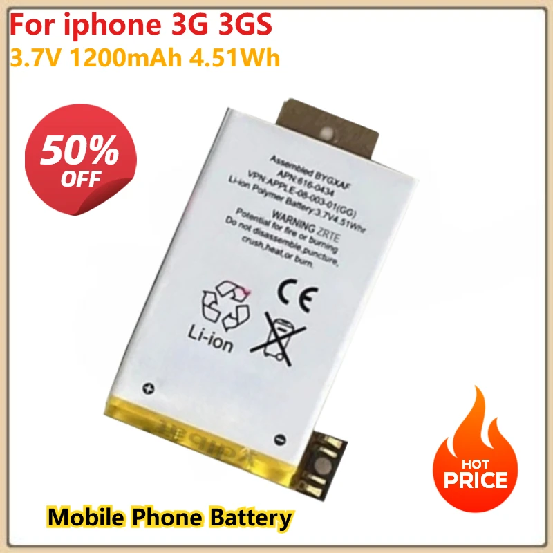 

3,7 В, 1200 мАч, 4,51 Втч, новая сменная батарея для мобильного телефона для iphone 3G 3GS, аккумуляторы для телефонов большой мощности