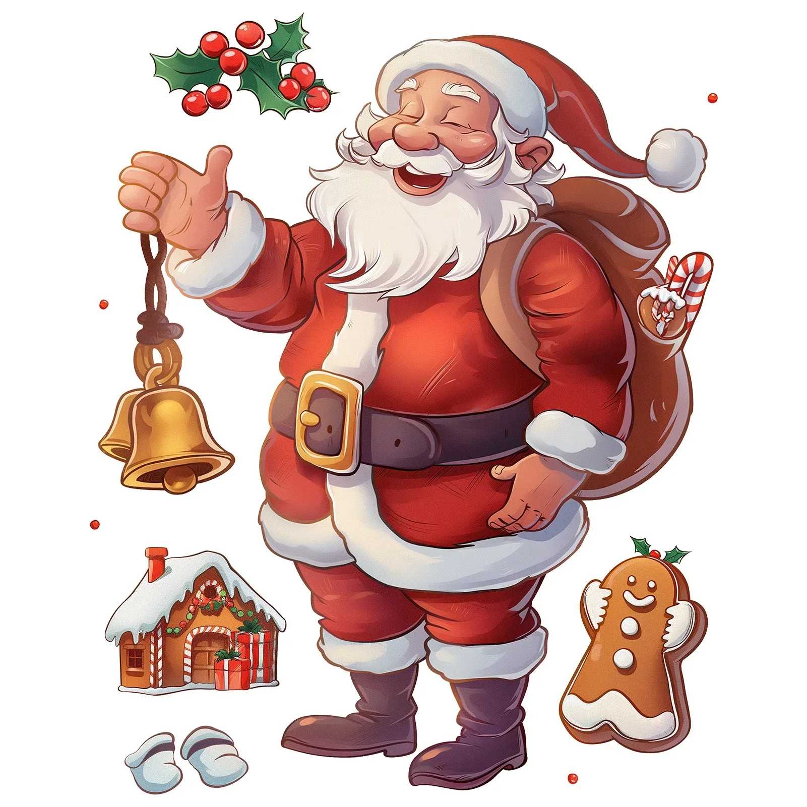 Christmas Sticker Cartoon Santa Claus Gingerbread Man Gingerbread House Mirror Stickers Xmas Window Static Sticker New Year 2025