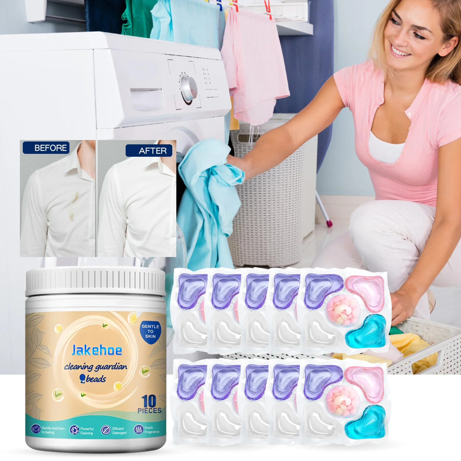 

10/20/30PCS Scented Laundry Detergent Pods Powerful Cleans Oil Stains Long-lasting fragrance Ingredients are gentle