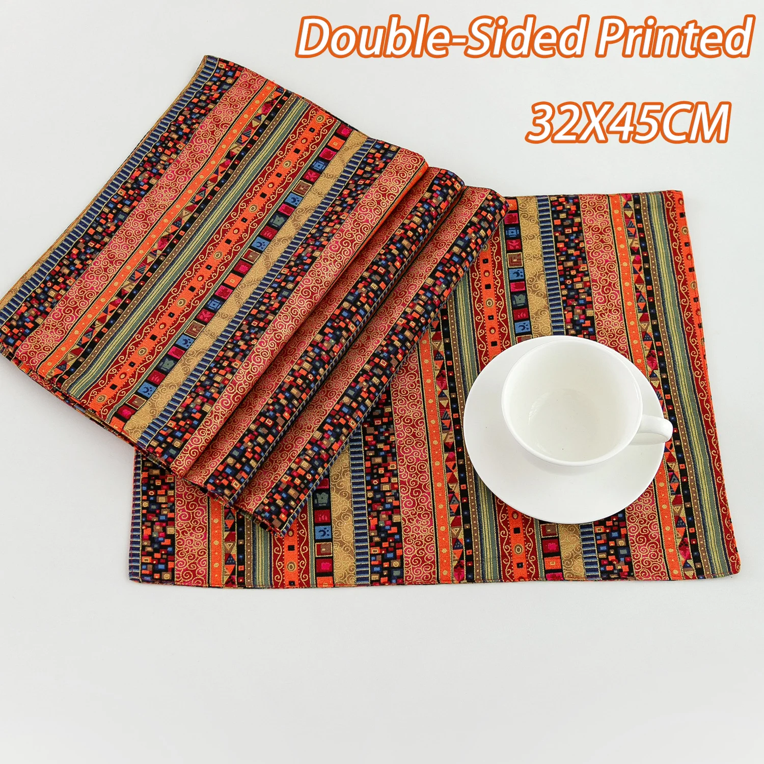 

Bohemian Style Printed Placemats American Striped Table Mats Home Decor Dining Table Coffee Table Table Decoration Mats