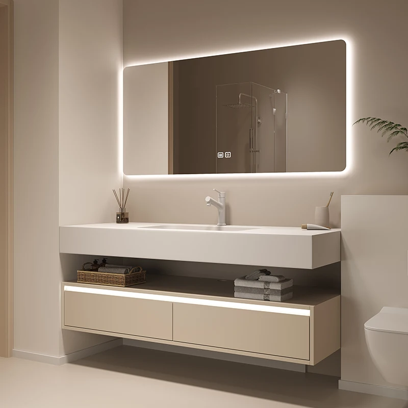 

Modern Vanity Bathroom Cabinet Accessories Shelves Mirror Dressers Toilet Cupboard Paper Partitions Gabinete Hotel Furniture