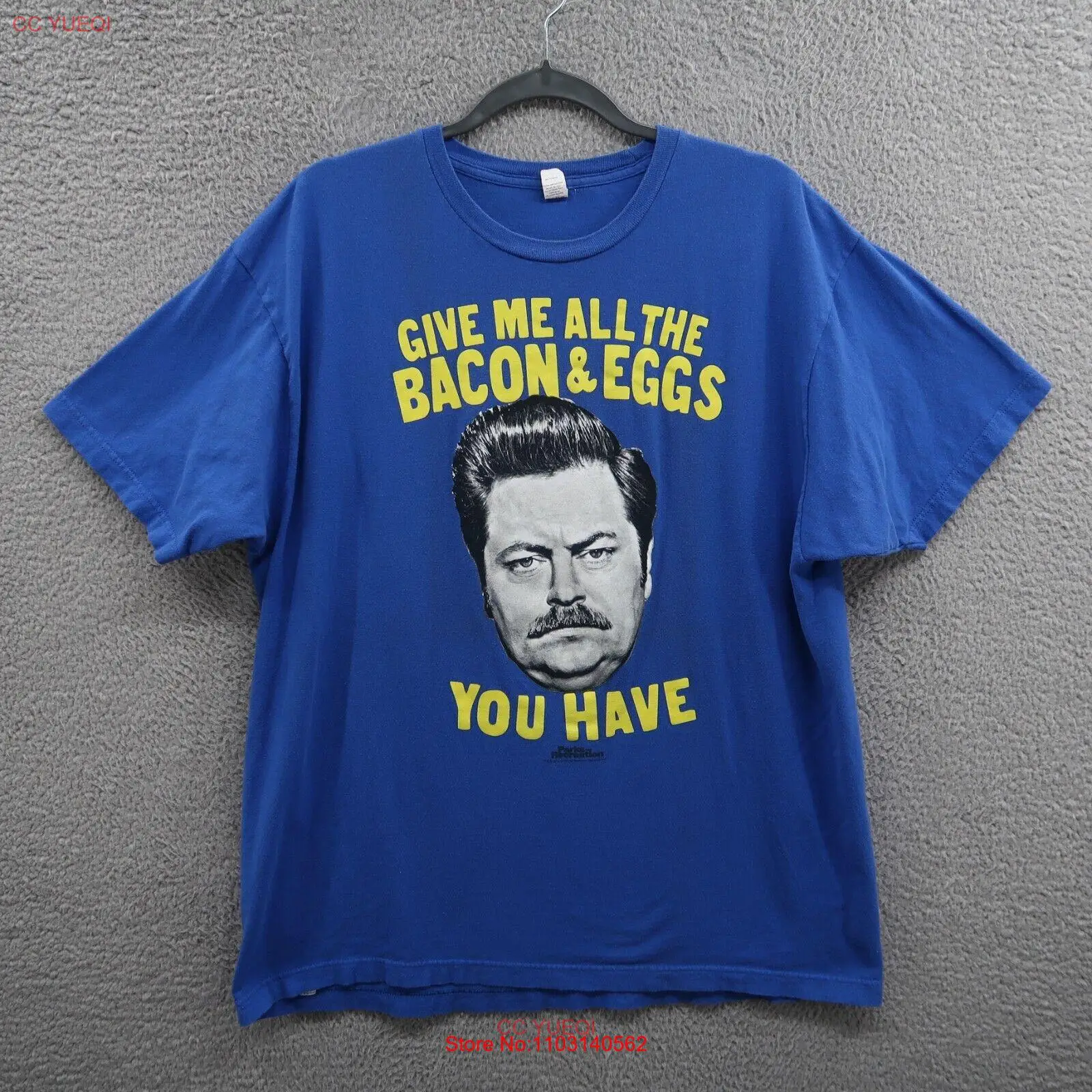 Parks & Recreation Shirt Mens Extra Large Blue Ron Swanson Short Sleeve