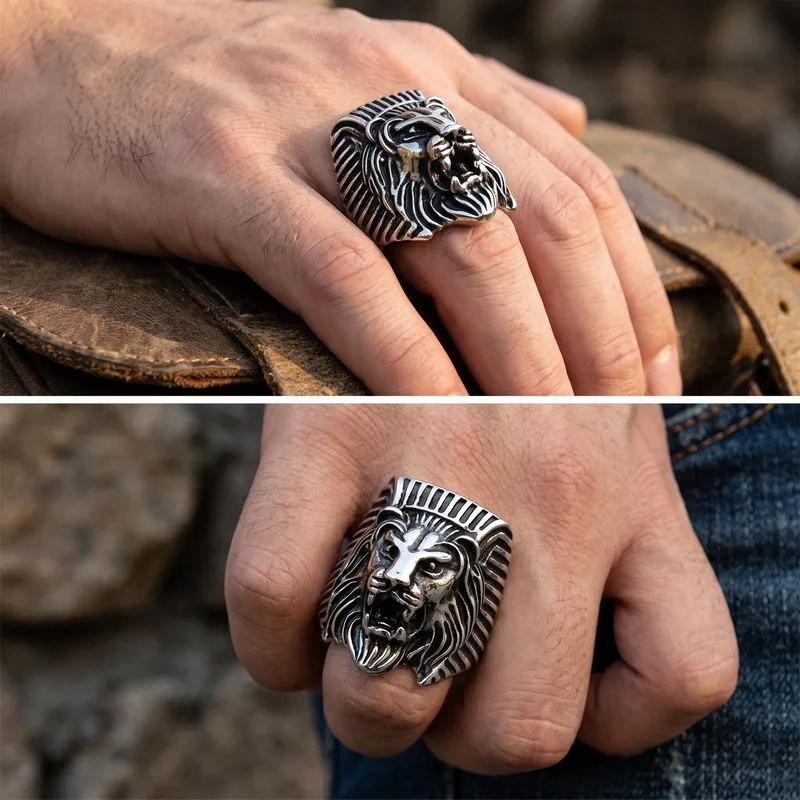 Kalen Gothic Vintage Larger Ring for Men Punk Animal Stainless Steel Biker Party Jewelry Big Mela Finger Anillos Rock Gifts