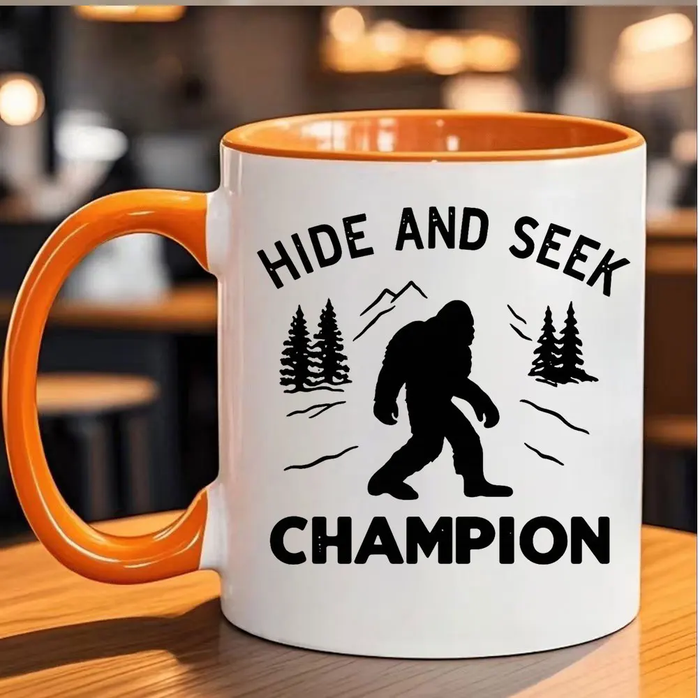 11oz Hide and Seek Game Ceramic Coffee Mug Abstract Black Pattern Tableware for Holiday Party Home Use Christmas Camping Birthda