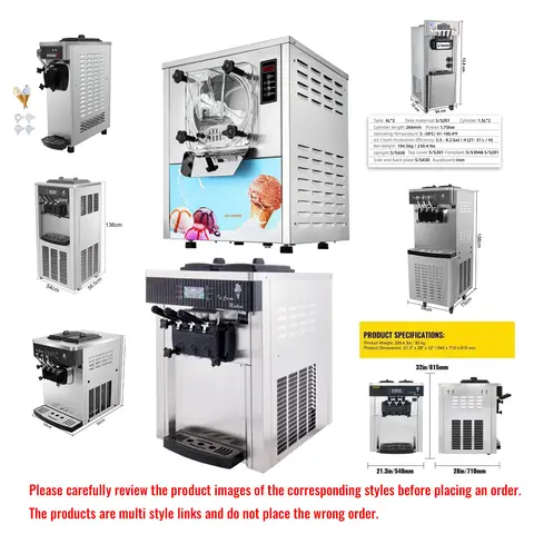 VEVOR Commercial Soft Ice Cream Machine 18-28L/H Sorbet Coolers Tricolor Desktop Sweet Cone Freezing Equipment Vending Machine