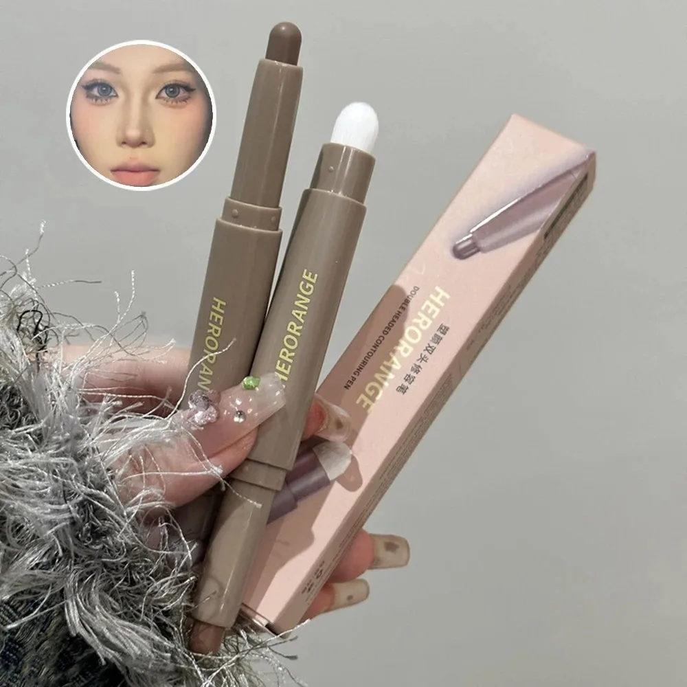 Highlighting & Bronzer Stick: Long Lasting Corrector with Brush, Brightening Concealer Pen, Nose Shadow, and Contouring