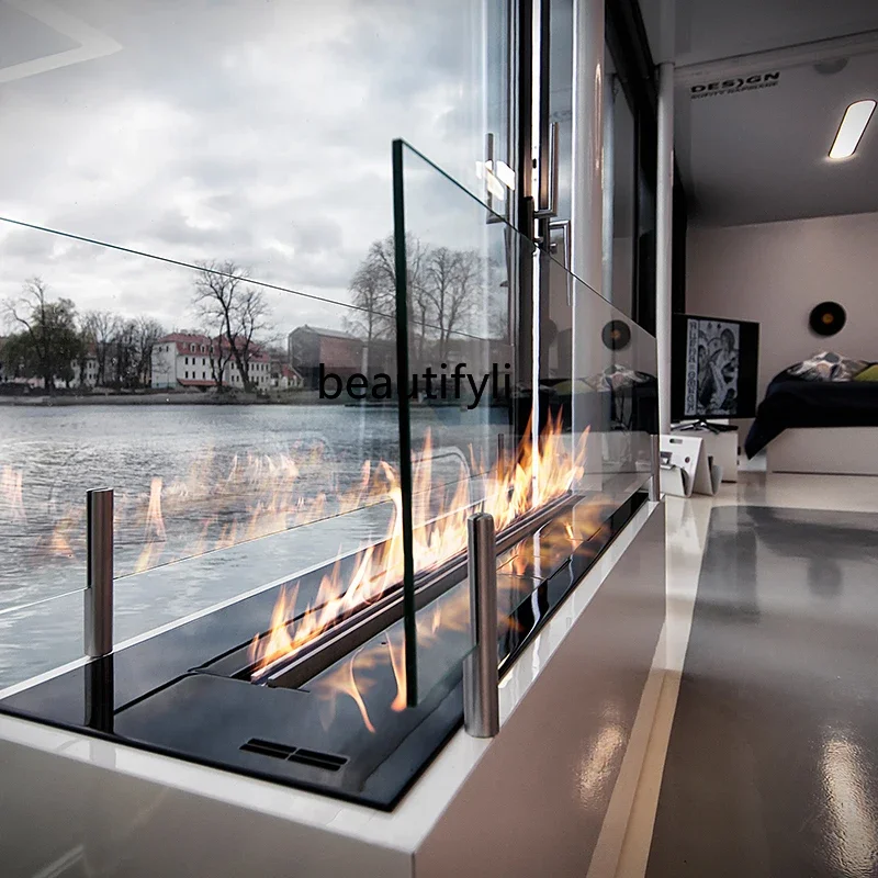 S132 Alcohol Fireplace Decorative Cabinet Real Flame Heater Household Embedded TV Cabinet Background Wall