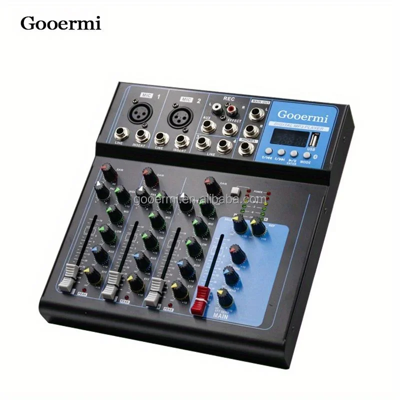 F4 4-Channel Sound Mixer Audio With 48v Phantom Power USB Audio Mixer Board for Live Streaming Recording Music Stage Karaoke