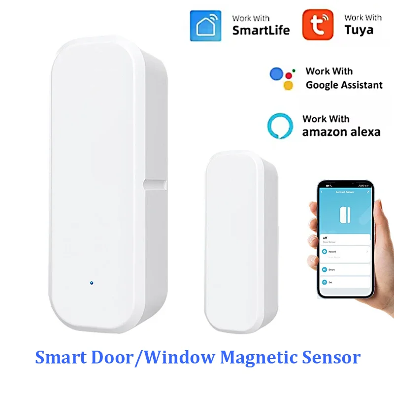 

Smart Life App WiFi Door Sensor Window Sensor Open/Close Detector Security Protection Alarm Detector Compatible With Alexa