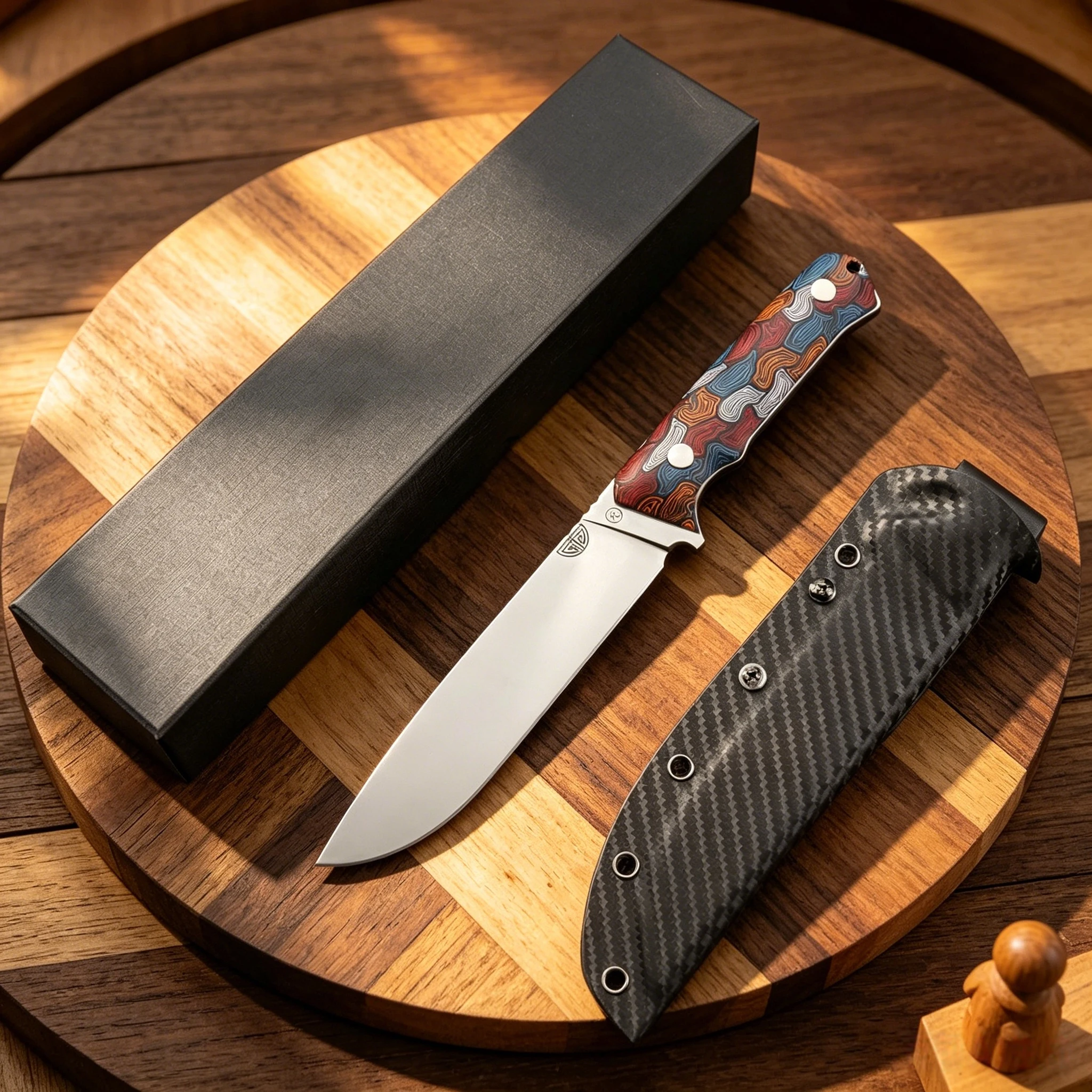 Yuan EDC Honeycomb Texture Outdoor Knife SKH-9 Steel Mirror Finish G10 Handle Fruit Knife Personalized