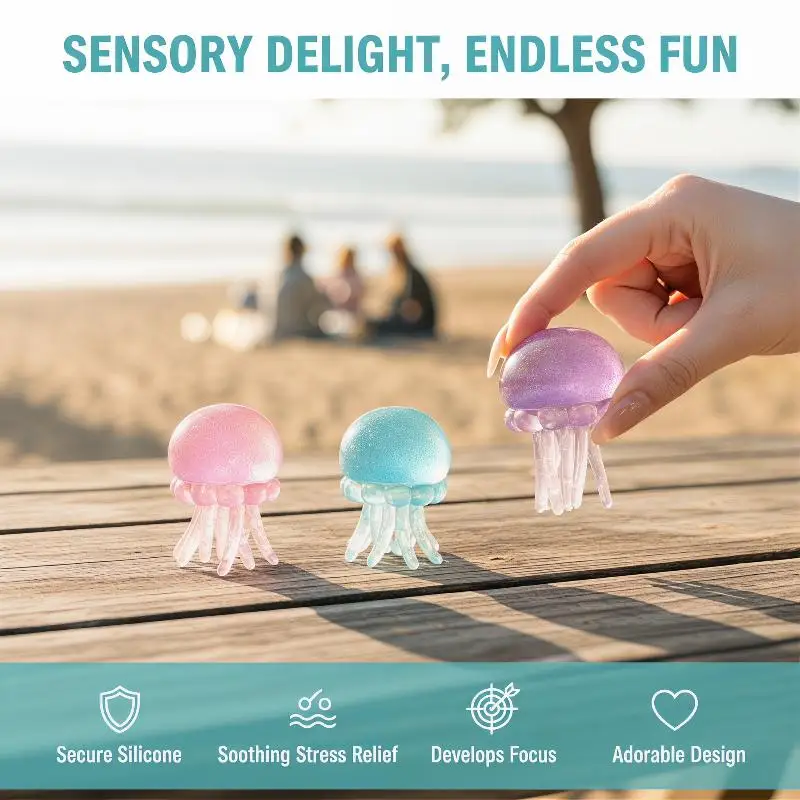 Trending NeeDoh Jellyfish Toy Soft Jelly Squeeze Stress Relief Fidget Toy