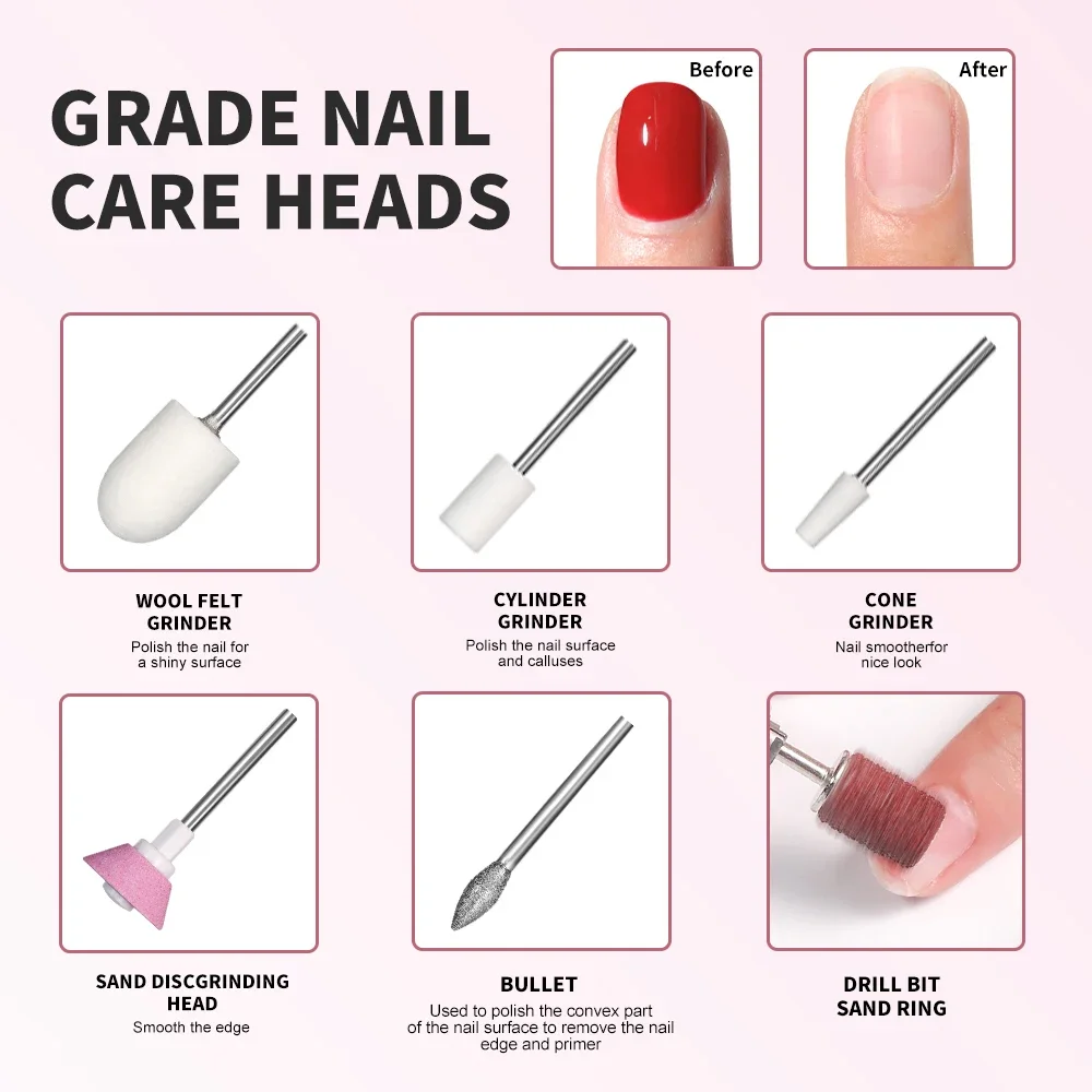 35000 دورة في الدقيقة مسمار الفن الحفر قابلة للشحن مطحنة الأظافر الكهربائية مع عرض مناسبة ل مانيكير هلام طلاء الأظافر أدوات مانيكير #5