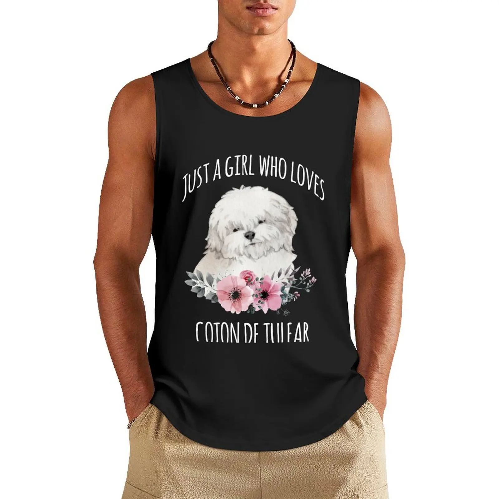 Just a Girl who loves Coton de Tulears, Coton de Tulear Lover, Coton de Tuléar Mom, Cotton Tulear Dog Owner, Mother's Tank Top