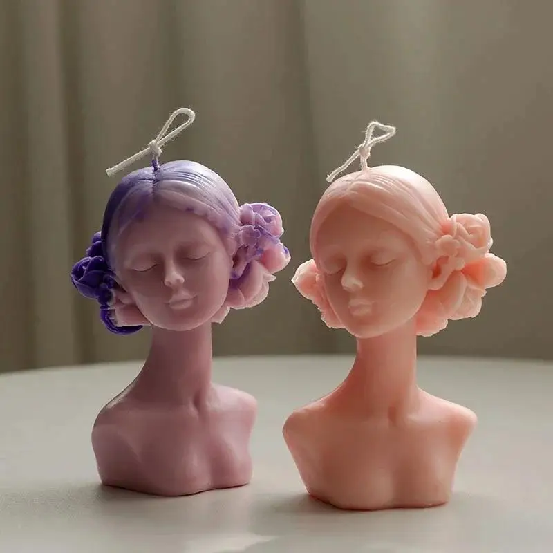 Closed Eye Beauty Girl Silicone Mold DIY Aromatherapy Candle Plaster Epoxy Resin Mould Creative Handmade Home Decor Craft Tool
