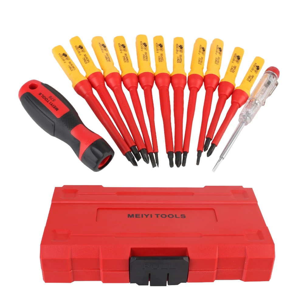 Isolated Current Household Circuit Tool with Box Electronic Insulated Screwdriver kits 12PCS Cross Plate Screwdriver