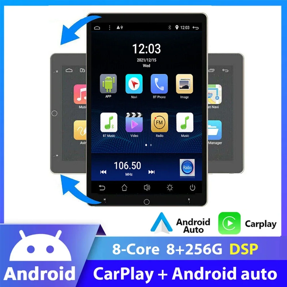 CarPlay Electric rotation Android AutoRadio Car Radio With 10.1