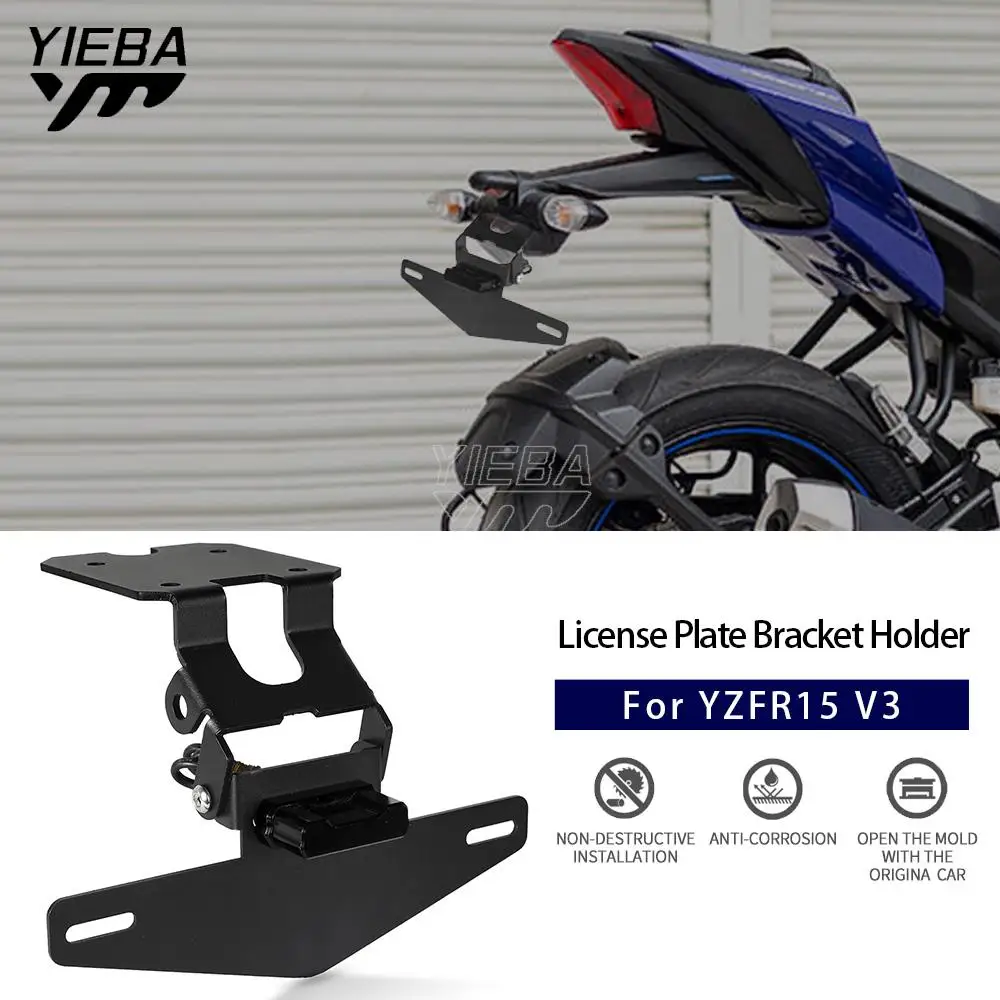 

License Plate Frame Bracket with Led Light For Yamaha YZF R15 YZFR15 V3 2017 2018 2019 2021 Tail Tidy Fender Rear Support R15 V3