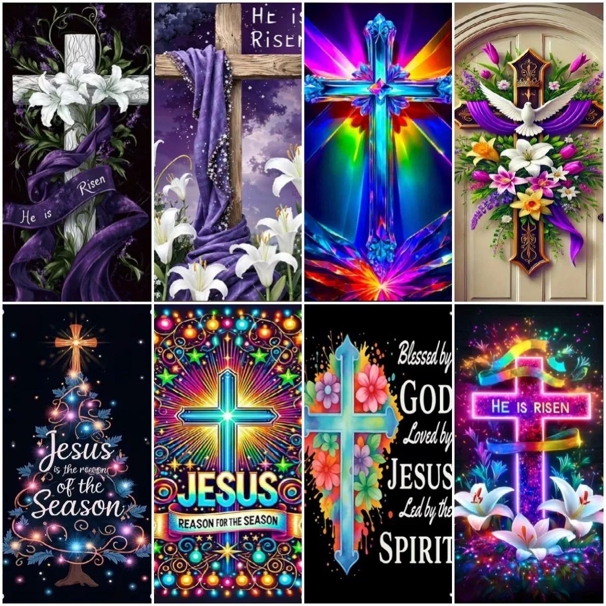 

Christ Jesus Cross Background Colorful Flower Cross Door Cover Backdrop Baby Shower Banner Photo Photography‌ Props Home Decor
