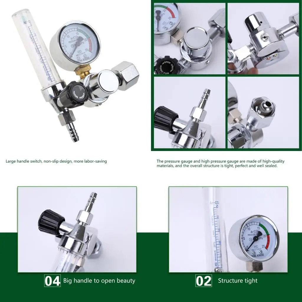 Zinc Alloy Professional Argon Flow Meter 0-25MPa 5/8