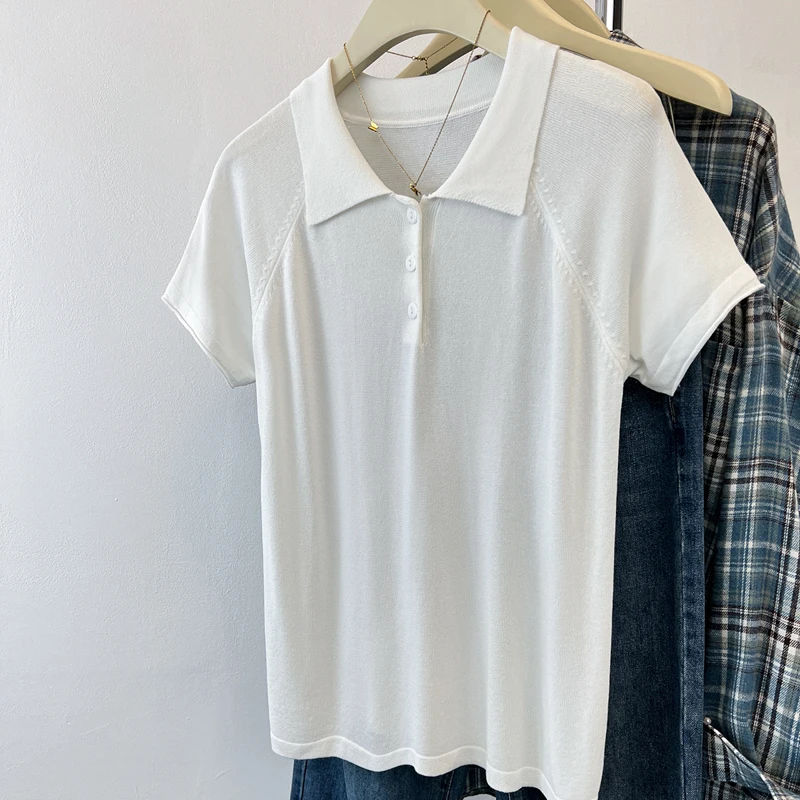 여성 니트 스웨터 풀오버 신상 긴팔 턴다운 칼라 니트 스웨터 풀오버 여성 상의 스웨터 Q2632