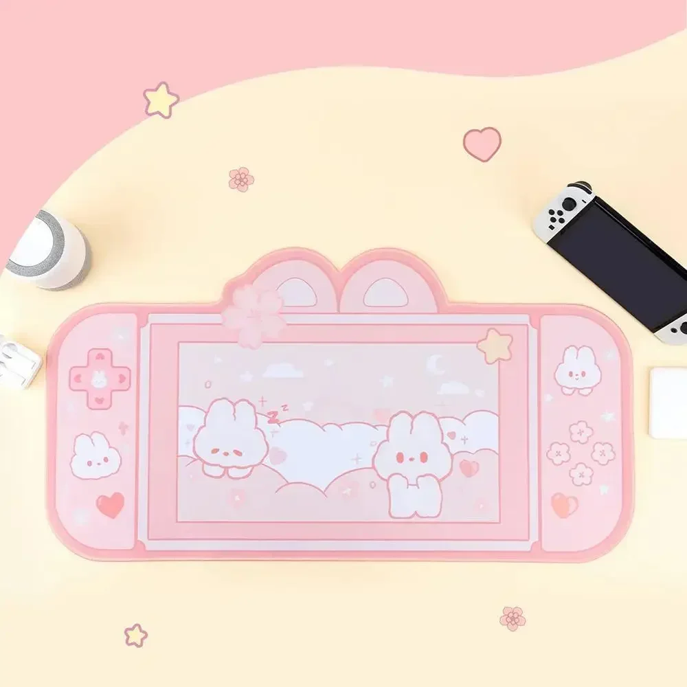 Alfombrillas de ratón Kitty para teclado NS Switch Gaming XXL, alfombrilla de ratón grande, rosa, Kawaii, lindo Anime, Blotter Protector de escritorio