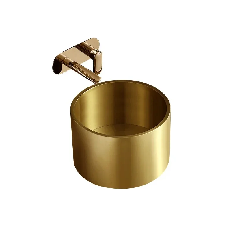 

Bathroom Washbasin Stainless Steel Round Gold Countertop Sinks Drain Hotel Villa Art Basin Bar Wash Basin