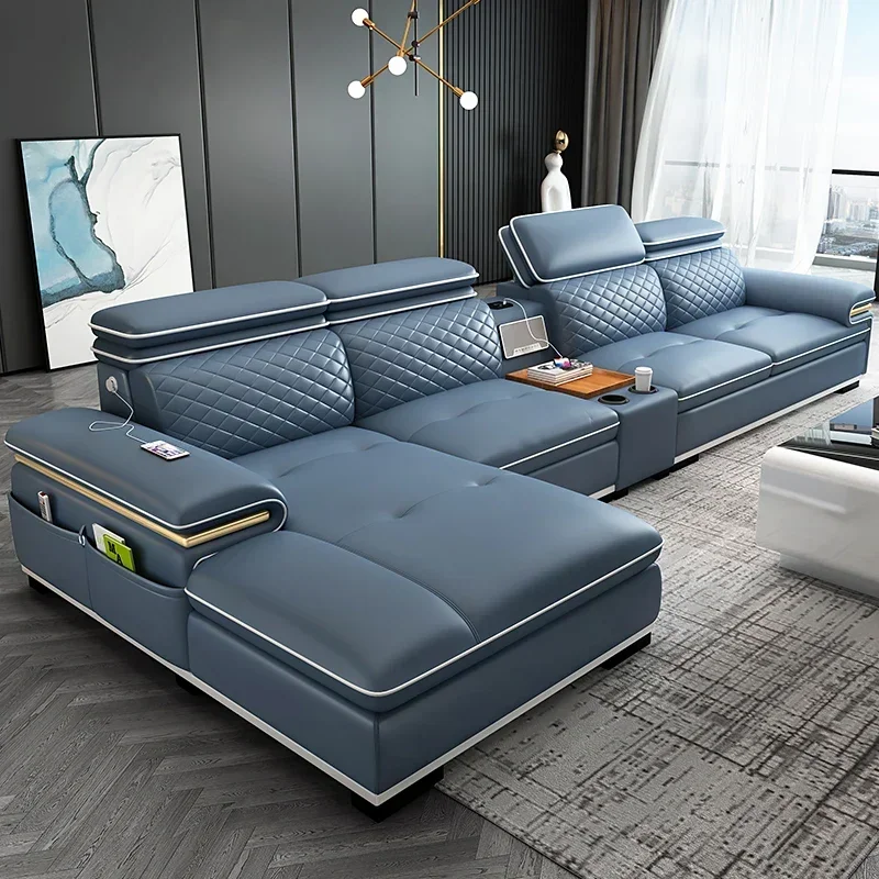 

Corner Luxury Living Room Sofas Lounge Recliner Designer Decor Sponge Relaxing Couch Armchair Leather Divano Trendy Furniture