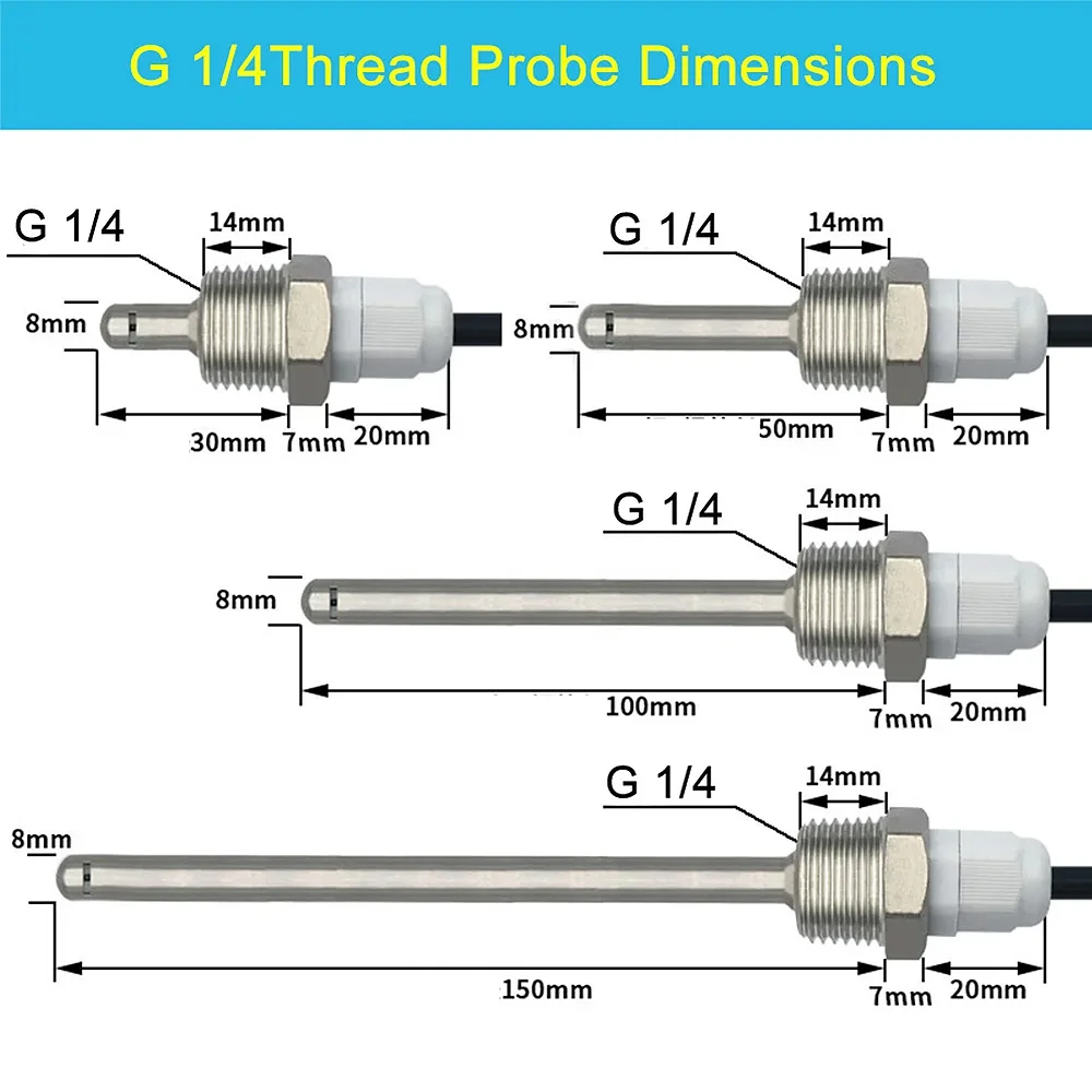 SHTC3 SHT40 SHT30 SHT20 SHT31 SHT35 SHT45 41 디지털 온도 및 습도 센서 프로브 (G 1/4 나사, I2C IIC 인터페이스 포함)
