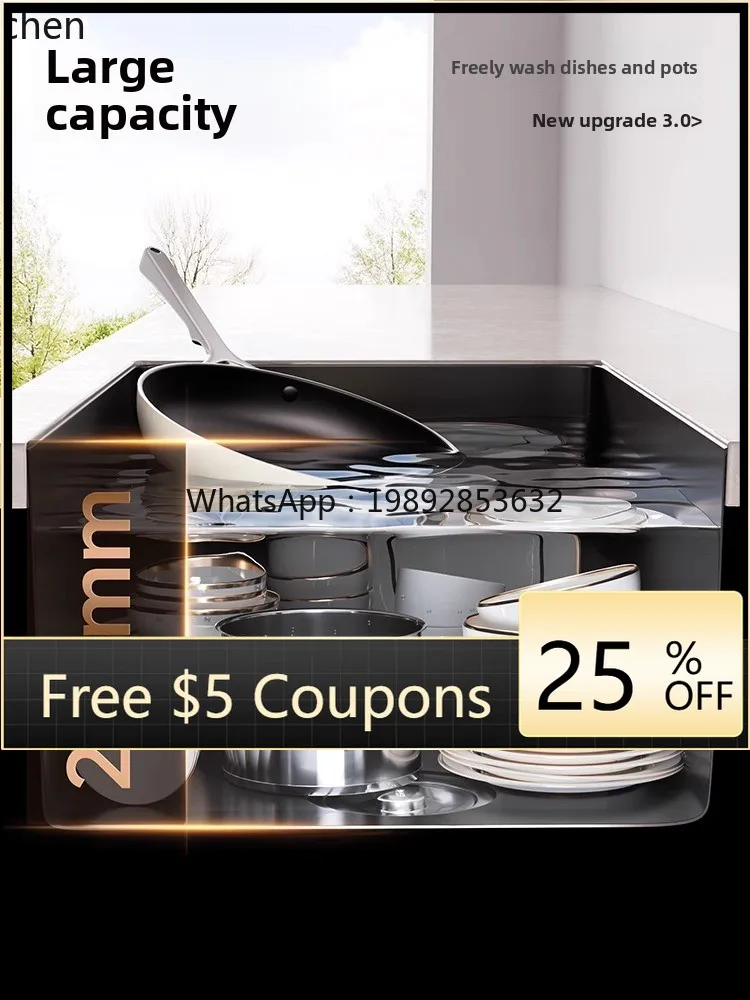 

LYY Stainless Steel Sink Large Single Bowl Handmade Thickened Kitchen Undermount Basin Nano Vegetable Washing Basin