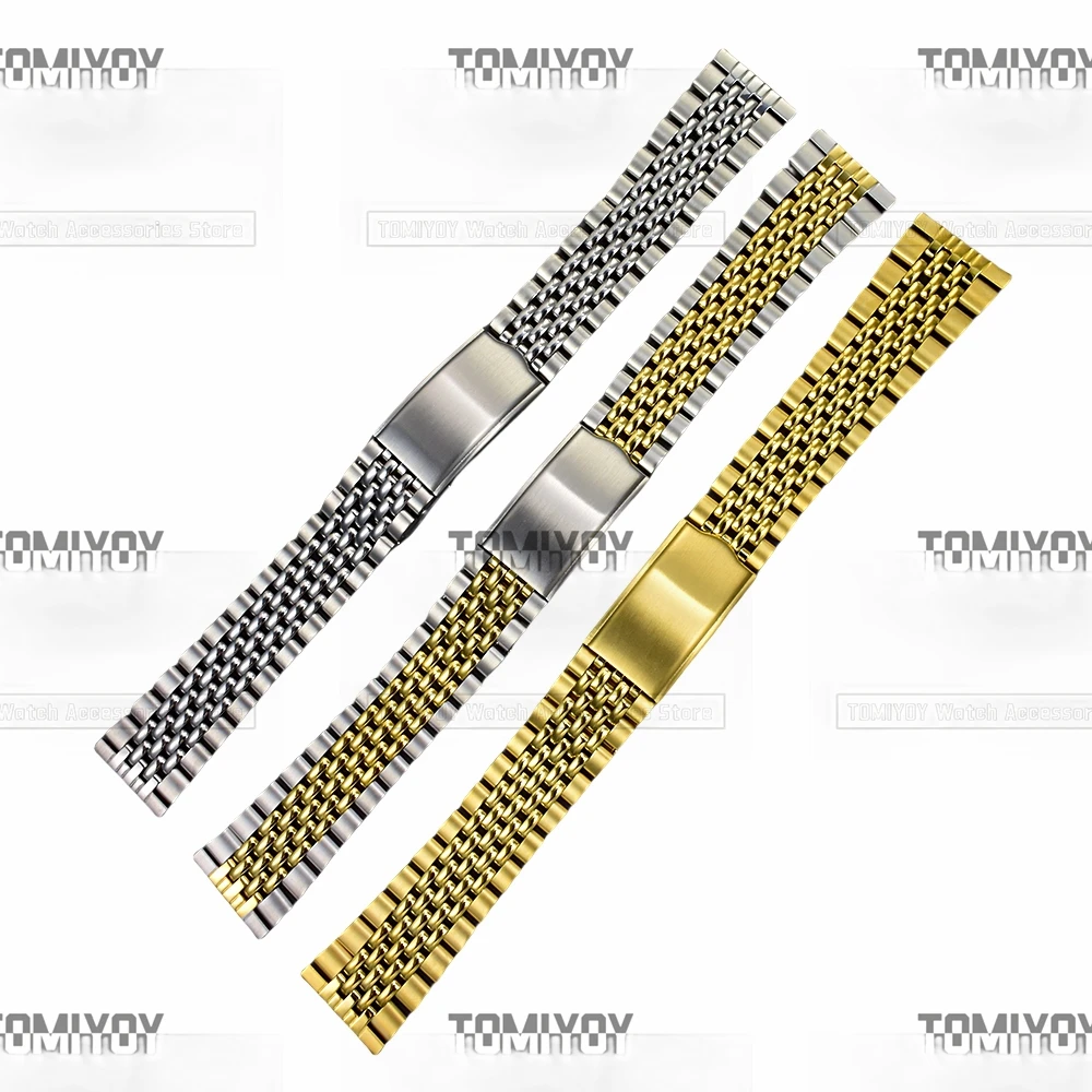 

Flat End 18MM 19MM 20MM Stainless Steel Bracelet Bead Of Rice Watch Band Strap Fit For OMG SKX Wristwatch