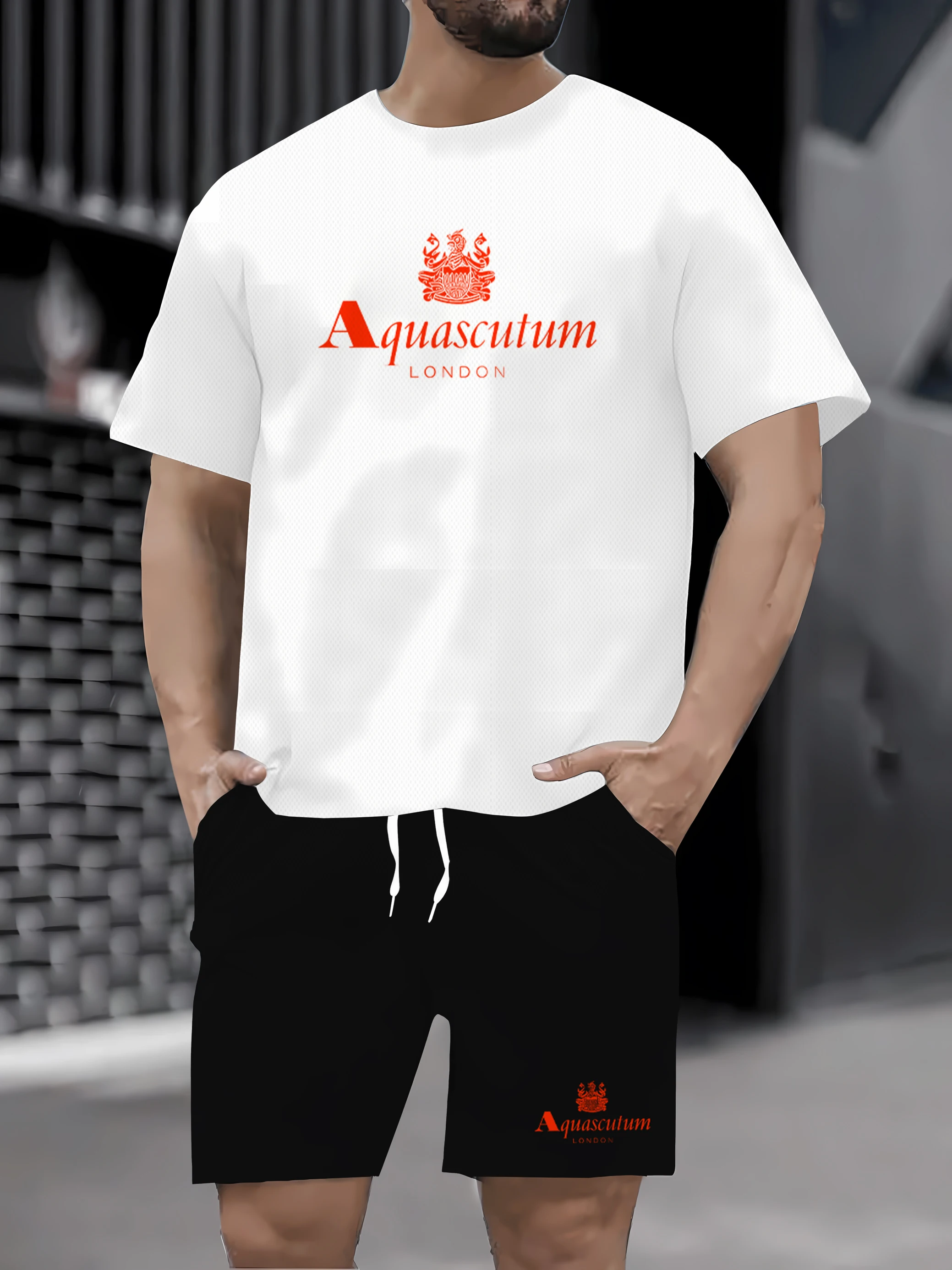 

Терно retrô masculino de dwa peças, повседневная, манга curta, verão, praia, textura casual, camisa e shorts
