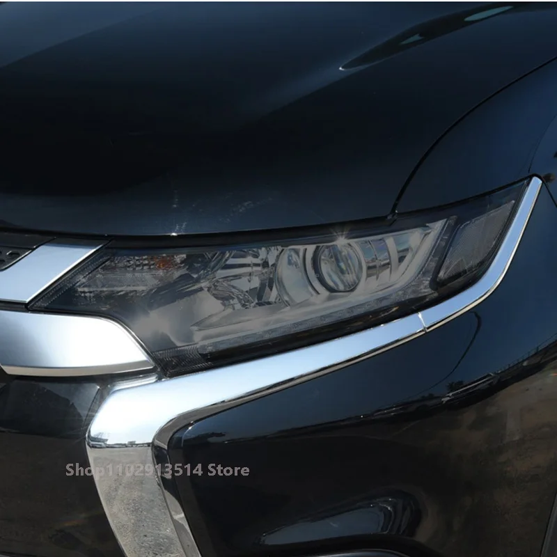 For Mitsubishi outlander 2015-2020-Car Headlight Protective Film Vinyl Restoration Transparent Black TPU Sticker