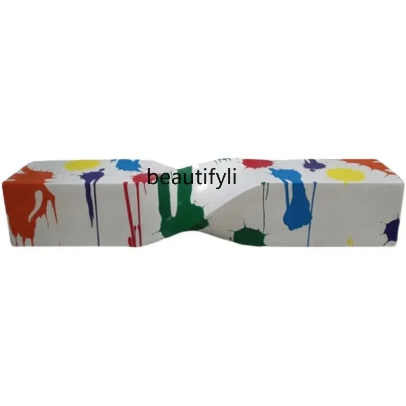 

ss26 Fiberglass Lounge Chair Outdoor Shopping Mall Public Art Gallery Seat Creative Twist Rest Strip Stool